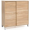 SCHUHSCHRANK Holz für 20 Paar Schuhe mit Schiebetüren, Beige 100x38x108 cm - Beige/Silberfarben, Holz/Kunststoff (100/108/38cm) - KADIMA DESIGN