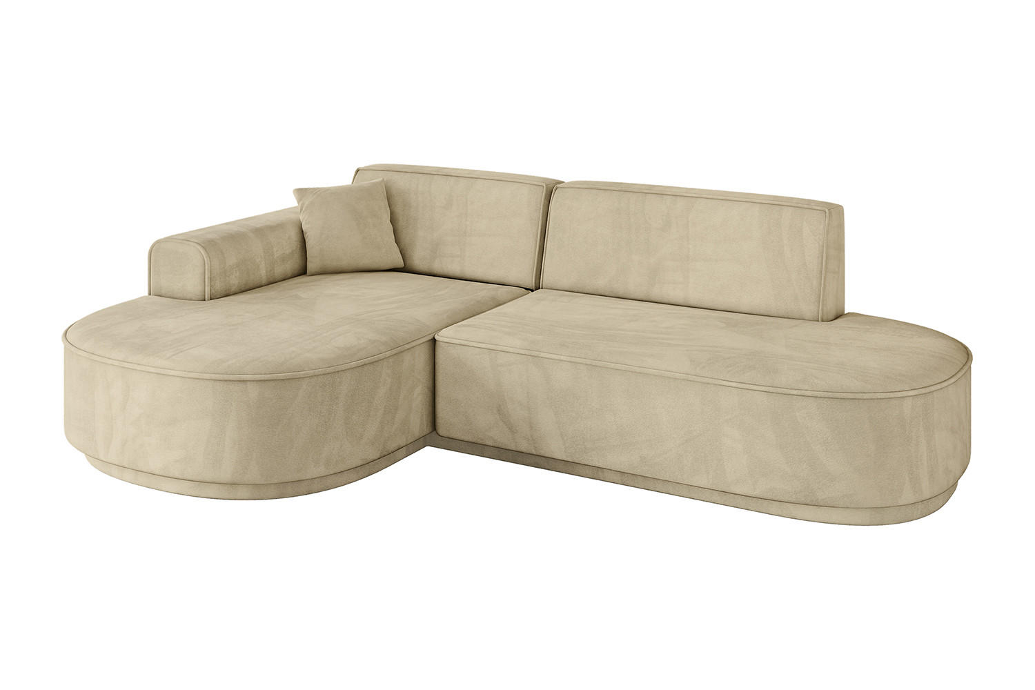 ECKSOFA Ottomane Links MARI-L1-v3 - 232x163x81 cm Beige Velours - Beige/Schwarz, Holzwerkstoff/Kunststoff (232/163cm) - ALTDECOR
