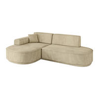ECKSOFA Ottomane Links MARI-L1-v3 - 232x163x81 cm Beige Velours - Beige/Schwarz, Holzwerkstoff/Kunststoff (232/163cm) - ALTDECOR