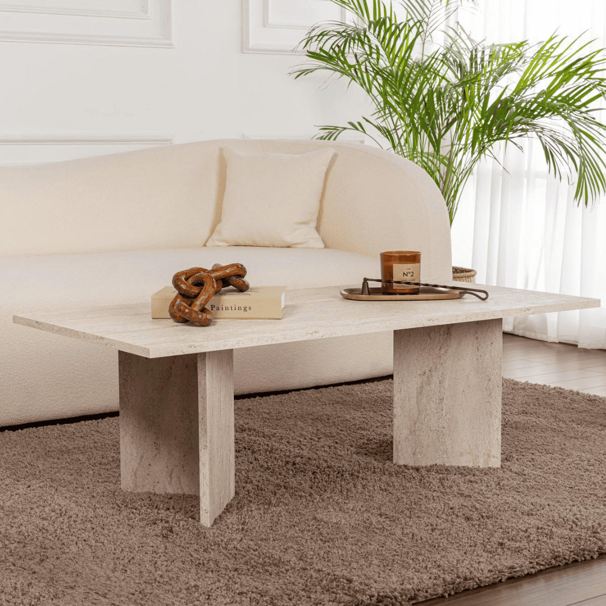COUCHTISCH mit rechteckiger Platte 119/60/40 cm - Hellbraun, Holzwerkstoff (119/60/40cm) - Calicosy