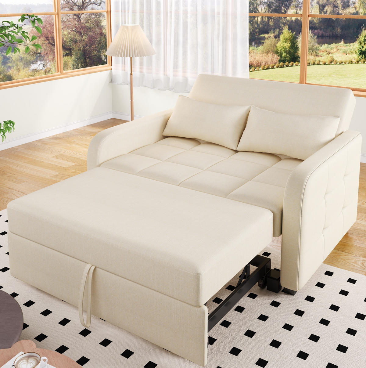 SCHLAFSOFA klappbar mit verstellbarer Rückenlehne 127 x 75 cm Beige - Beige, Metall (75/94/127cm) - Meubliv