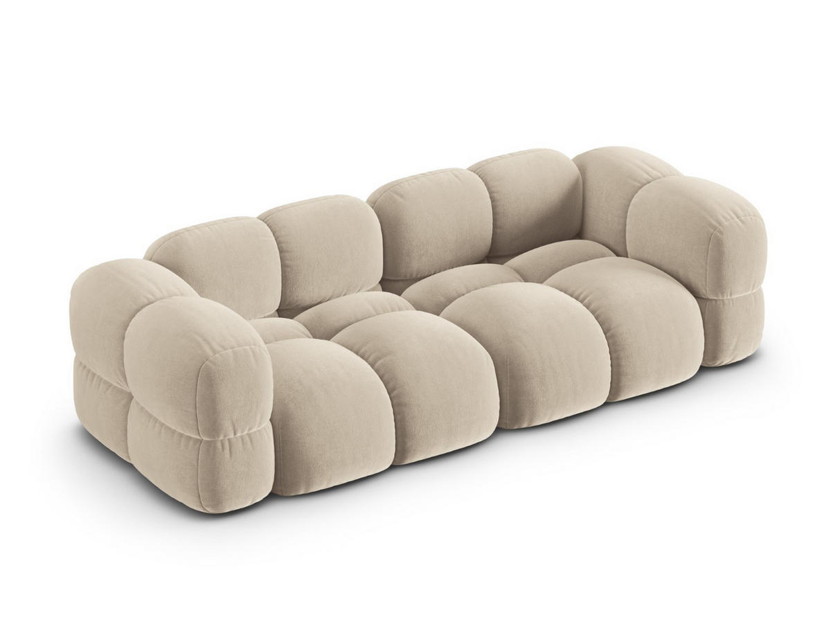 SOFA Loretto aus Samt leichtes beige 4 Sitzplätze - Creme, Textil (100/68/250cm) - Cosmopolitan Design
