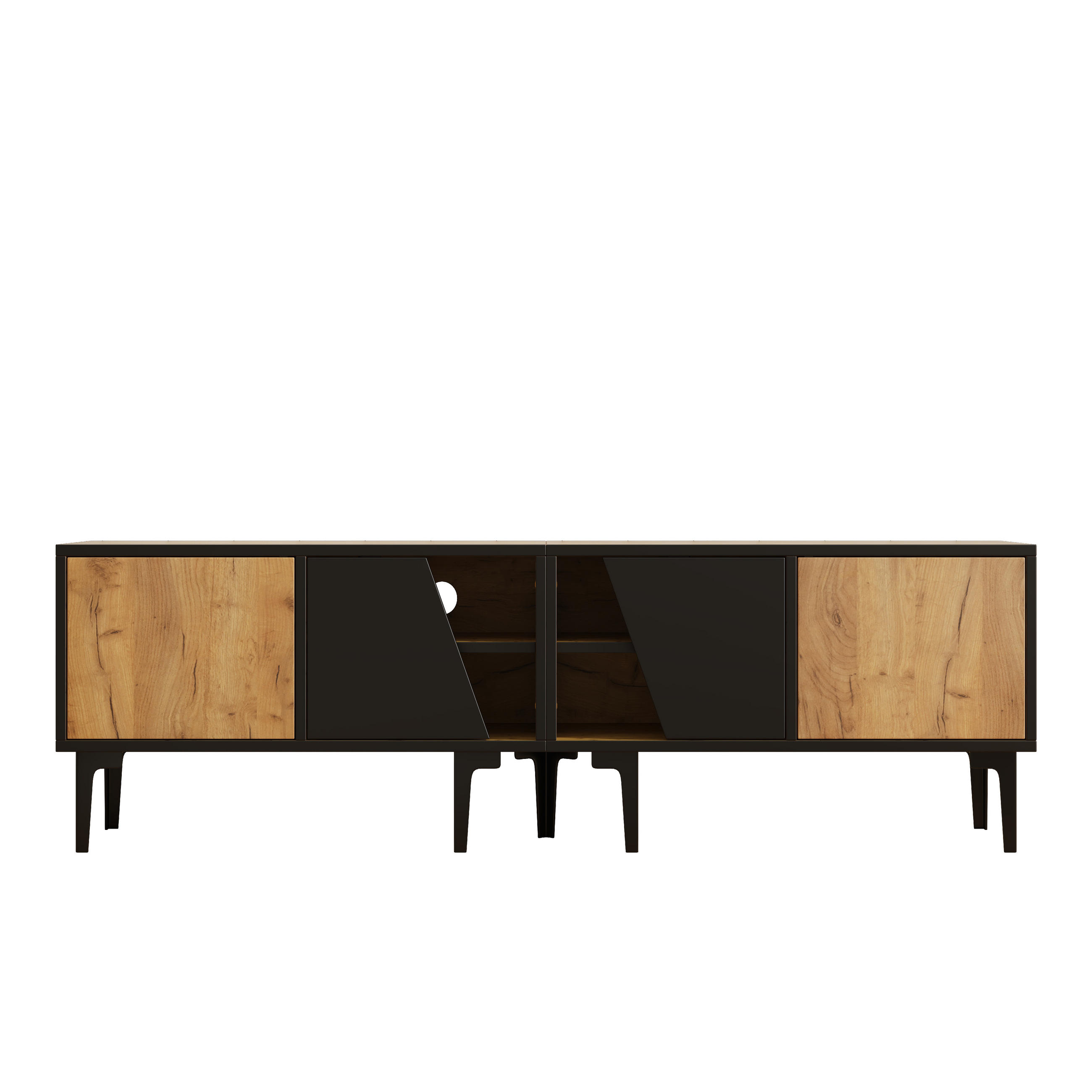 TV-ELEMENT 160/36.5/45 cm Natürlich mit 4 Fächern und 7 Stützbeinen - Ahornfarben, Holz (160/45/36.5cm) - Oxeza