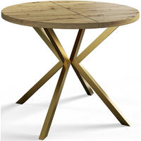 ESSZIMMERTISCH LOFT LITEN, ausziehbarer Tisch 90 cm/170 cm, Farbe: Mattbraun, mit Metallbeinen in Farbe Gold - Hellbraun/Goldfarben, Holzwerkstoff (90/90/76cm) - Alpi-Möbel
