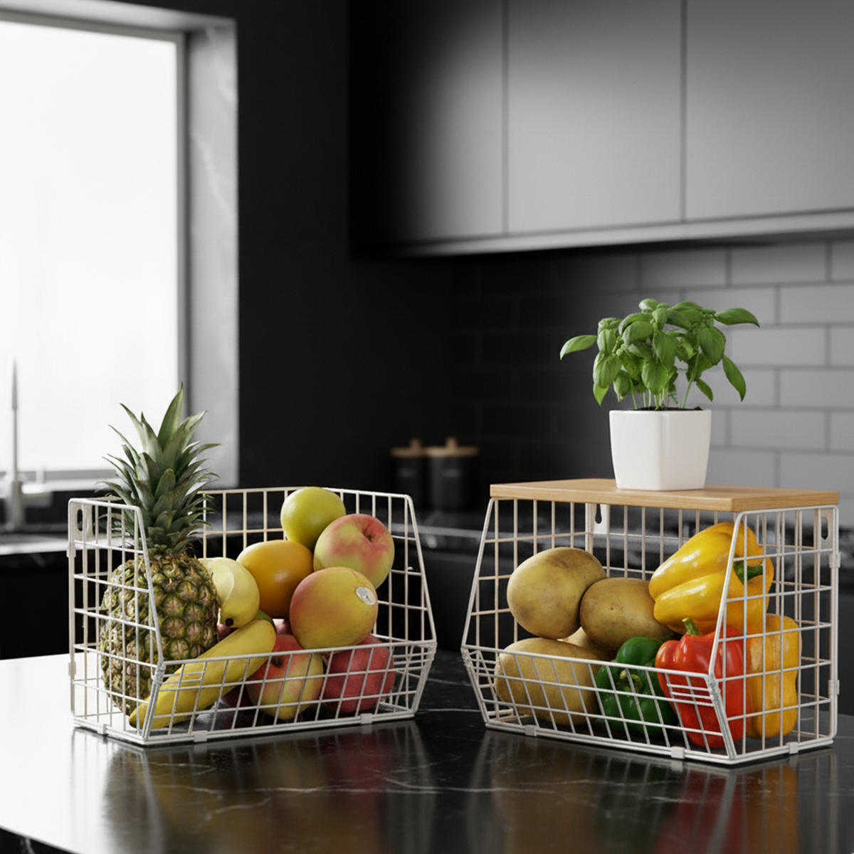 OBSTKORB Wandregal - Weiß, Holzwerkstoff/Metall (30cm) - Relaxdays