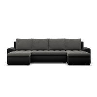 U-SOFA MIT SCHLAFFUNKTION FORESTA, Dunkelgrau + Schwarz - Dunkelgrau/Schwarz, Textil (302/89/159cm)