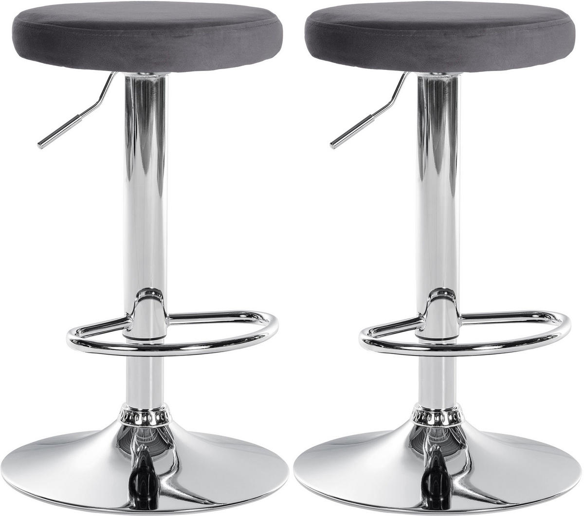 BARHOCKER 2er Set Samt dunkelgrau - Dunkelgrau, Textil/Metall (38.5/60/38.5cm) - CLP