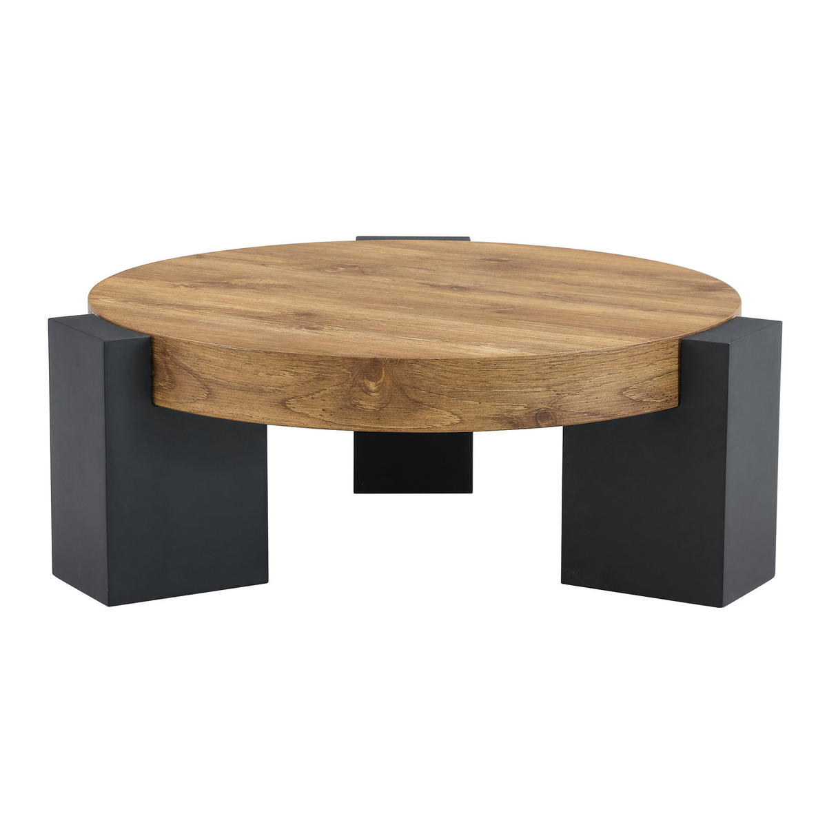 COUCHTISCH Rund Braun/Schwarz Glas MDF 2 Ebenen - Schwarz/Braun, Glas/Holzwerkstoff (61/61/44cm)