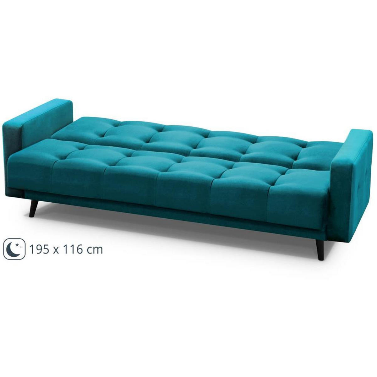 3-SITZER Schlafsofa Nancy Bis türkis - Türkis, Holz/Textil (220/89/93cm) - Beautysofa
