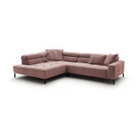 ECKSOFA OHIO Pink Cord - Pink/Schwarz, Textil/Metall (311/219cm) - KAWOLA
