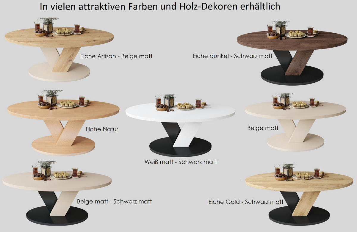 COUCHTISCH Oval Eiche Natur mit Ablage - Eichefarben, Holzwerkstoff (60/110/45cm) - designimpex