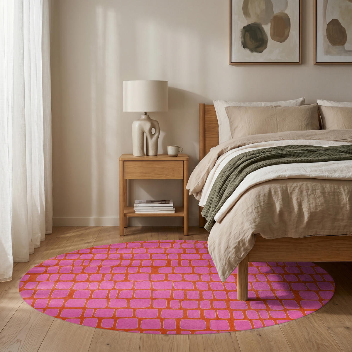 TEPPICH - Bio - Gitter - Rosa - 150x150 cm - Pink, Kunststoff/Textil (150/0.4cm) - OnlyWow