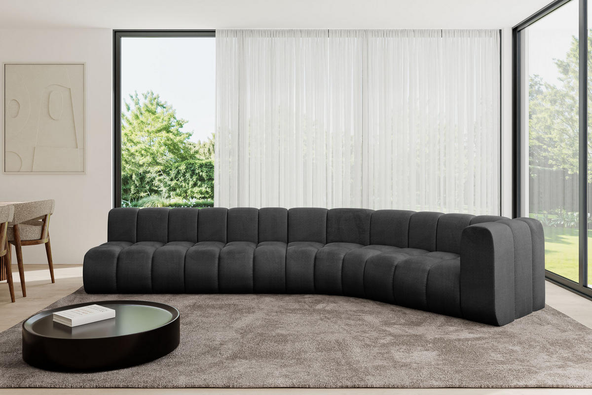 ECKSOFA modulares Sofa Karex-L2 - 399x194x70 cm Schwarz - Schwarz, Holzwerkstoff/Textil (399/194cm) - ALTDECOR
