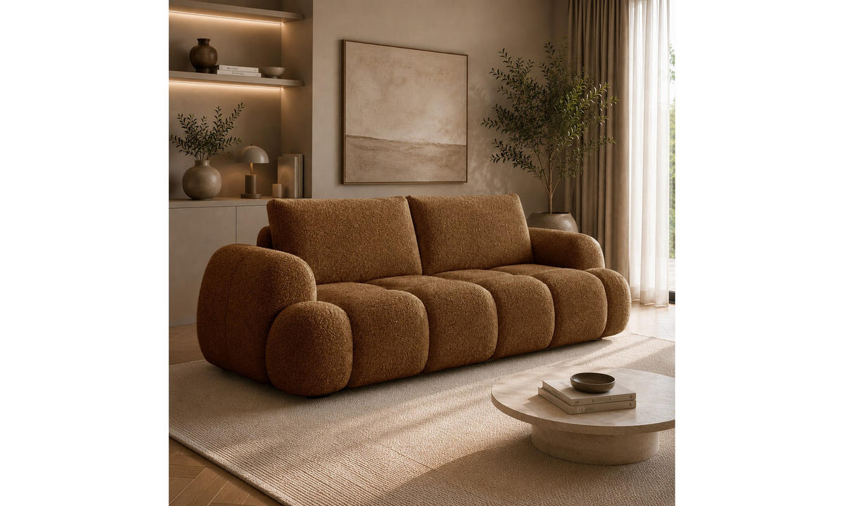 SCHLAFSOFA CORAL 250/100/85 cm mit Bettkasten Stoff Coral 35 - Cognac, Textil (250/85/100cm) - Lookway