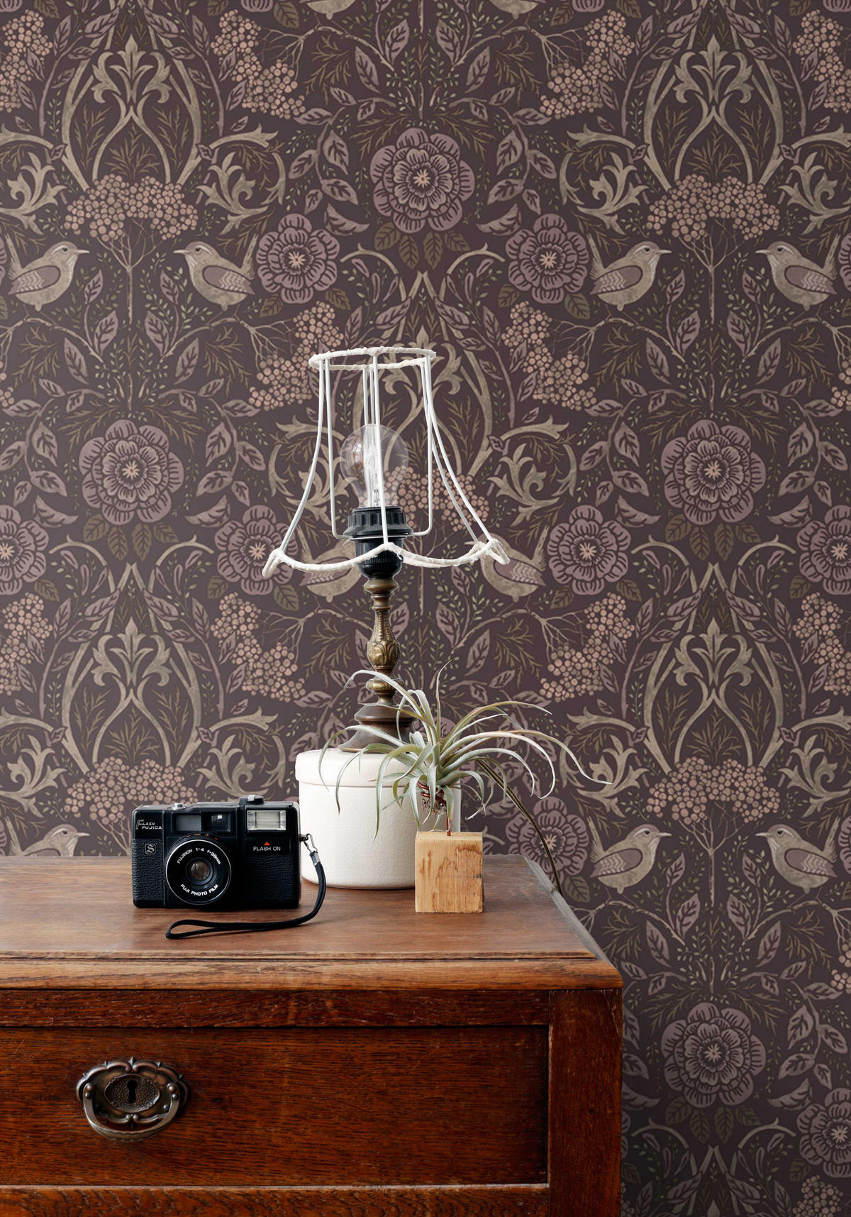 TAPETE Blumen und Vögel 53 cm x 10.05 m - Lila, Papier (53/1000cm) - ESTAhome