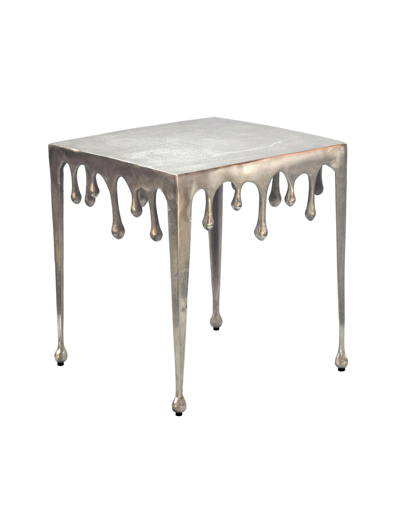 BEISTELLTISCH GARD, Aluminium, handgefertigt, Silber, 45,5 x 45,5 x 51 cm - Silberfarben, Metall (45.5/45.5/51cm) - KADIMA DESIGN