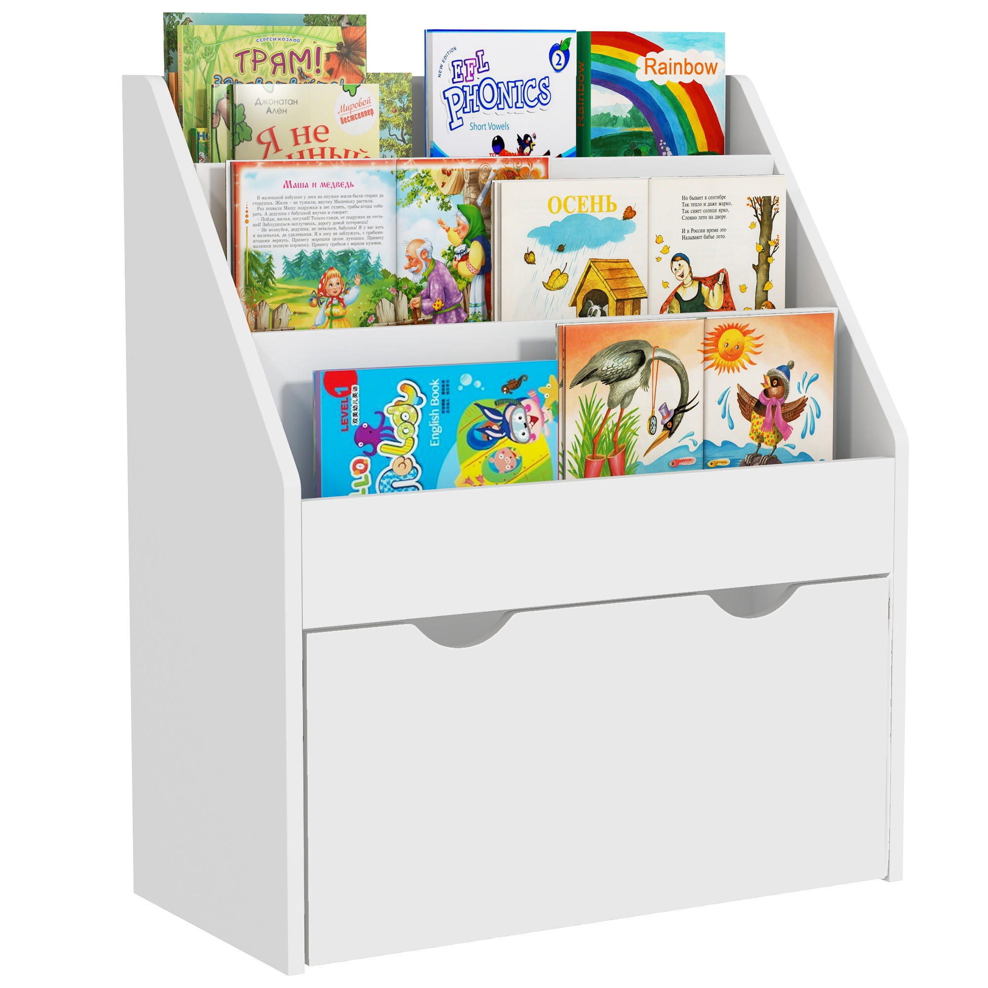 KINDERREGAL DE-17265 3 Ebenen & 1 Schublade Weiß - Weiß, Metall (62.5/70/30cm) - ComfortXL