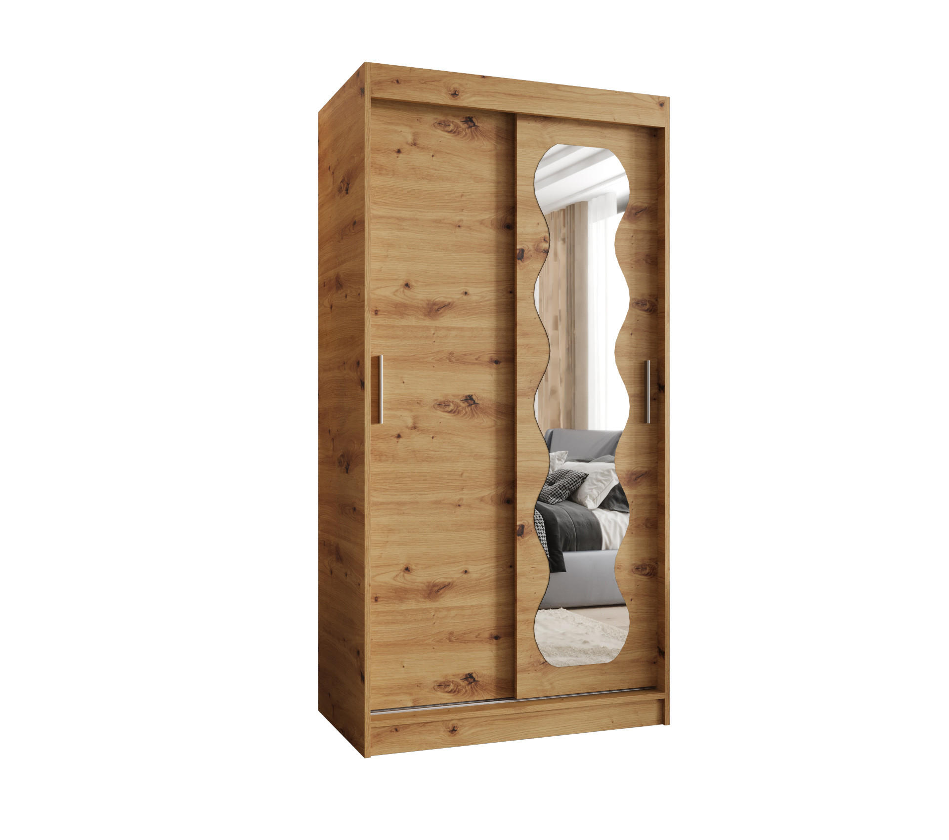 SCHWEBETÜRENSCHRANK 200/100/62 2-türig - Silberfarben/Eiche Artisan, Holz (100/200/62cm) - MÖBEL KRYSPOL