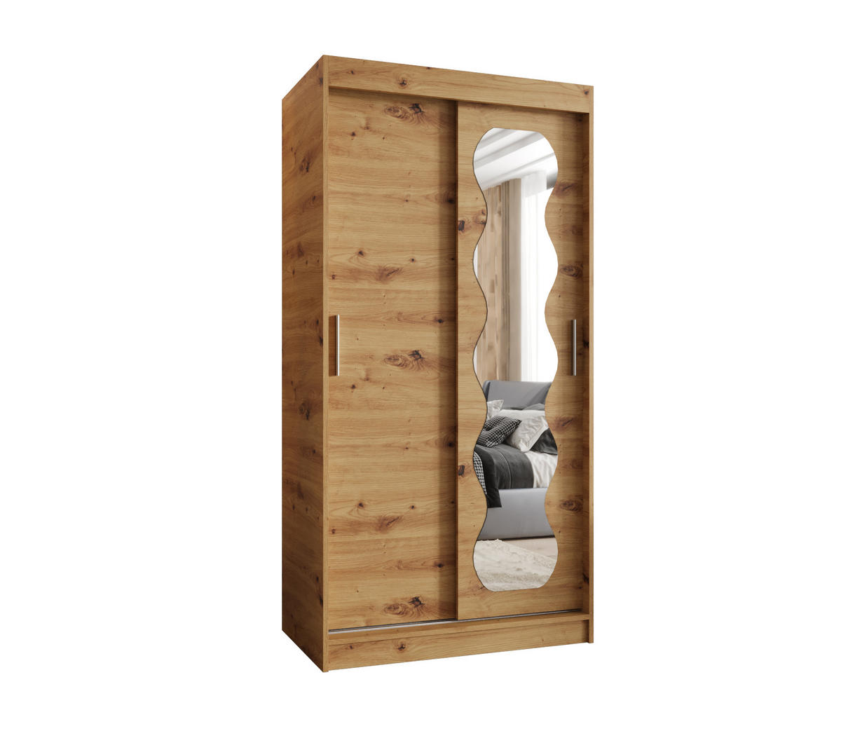 SCHWEBETÜRENSCHRANK 200/100/62 2-türig - Silberfarben/Eiche Artisan, Holz (100/200/62cm) - MÖBEL KRYSPOL