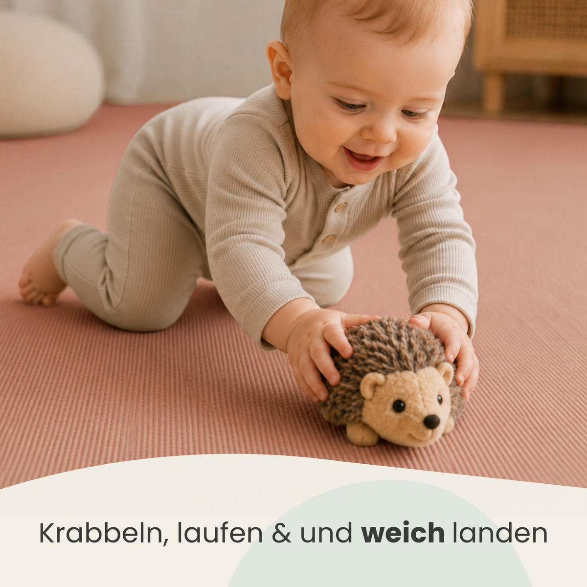 SPIELMATTE ab Null - 180/90/1 cm Puzzlematte Terrakotta - Rosa, Kunststoff (30/30cm) - Littletom
