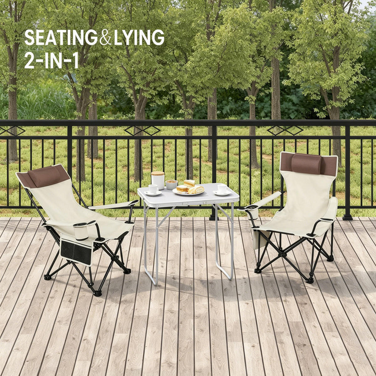 GARTEN-RELAXLIEGE Tragbar 101 × 83 × 70cm, Beige - Beige, Textil (83/70/101cm)