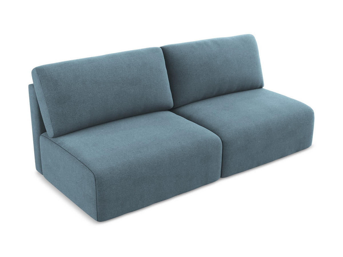 3-SITZER SOFA mit Schlaffunktion Strukturstoff Stoff Blau - Blau/Schwarz, Kunststoff/Textil (216/79/102cm) - Makamii