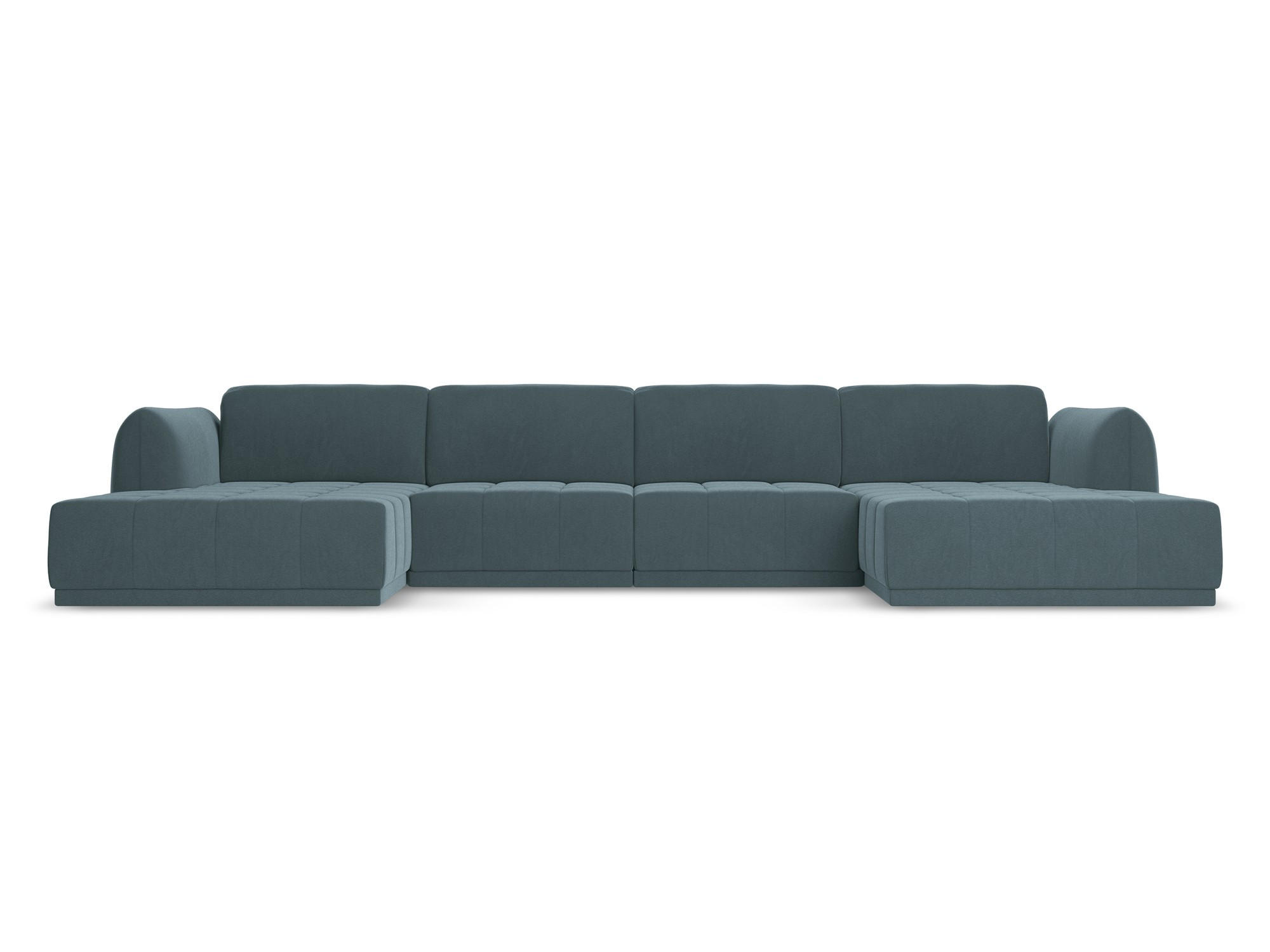 WOHNLANDSCHAFT Samt Stoff Blau - Blau/Petrol, Kunststoff/Textil (370/74/170cm) - Makamii
