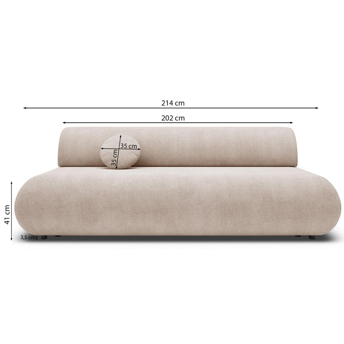 3-SITZER SCHLAFSOFA Graphit Chenille - Schwarz, Kunststoff/Textil (214/74/100cm) - Selsey
