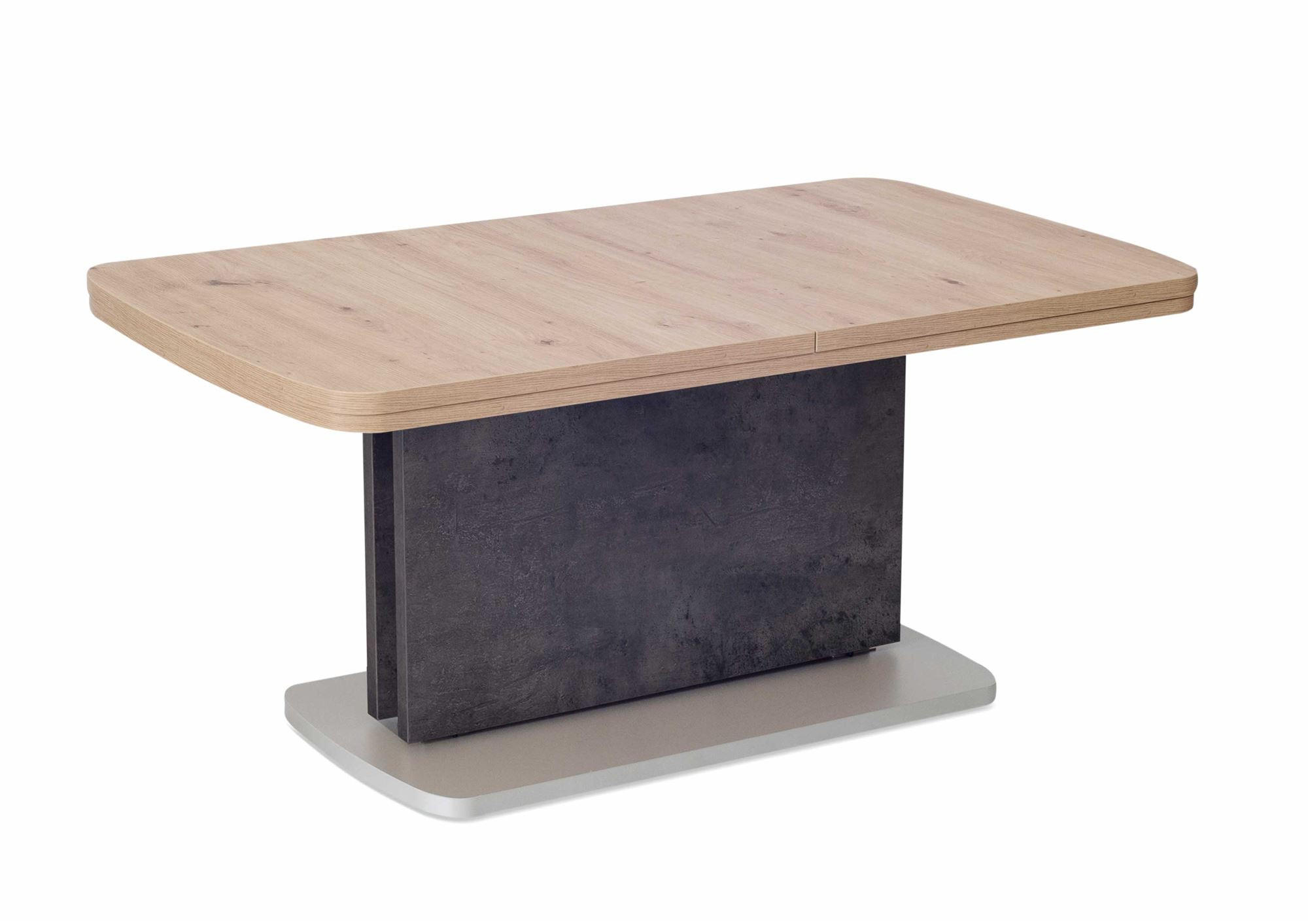 FUNKTIONSTISCH ausziehbar Caterina 110(145+180) x 63 x 53-72 Wohnzimmertisch Wildeiche/Beton - Naturfarben, Holz (110/63/53cm) - 58aufmkessel