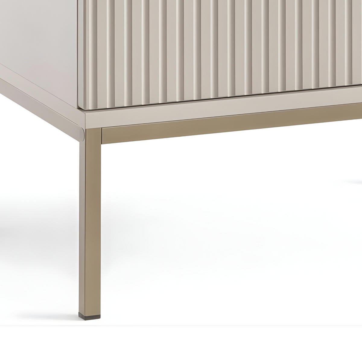 SIDEBOARD Laval K154 – Kaschmir mit Lamellen - Kaschmir, Glas/Holzwerkstoff (154/83/39cm) - Komodee