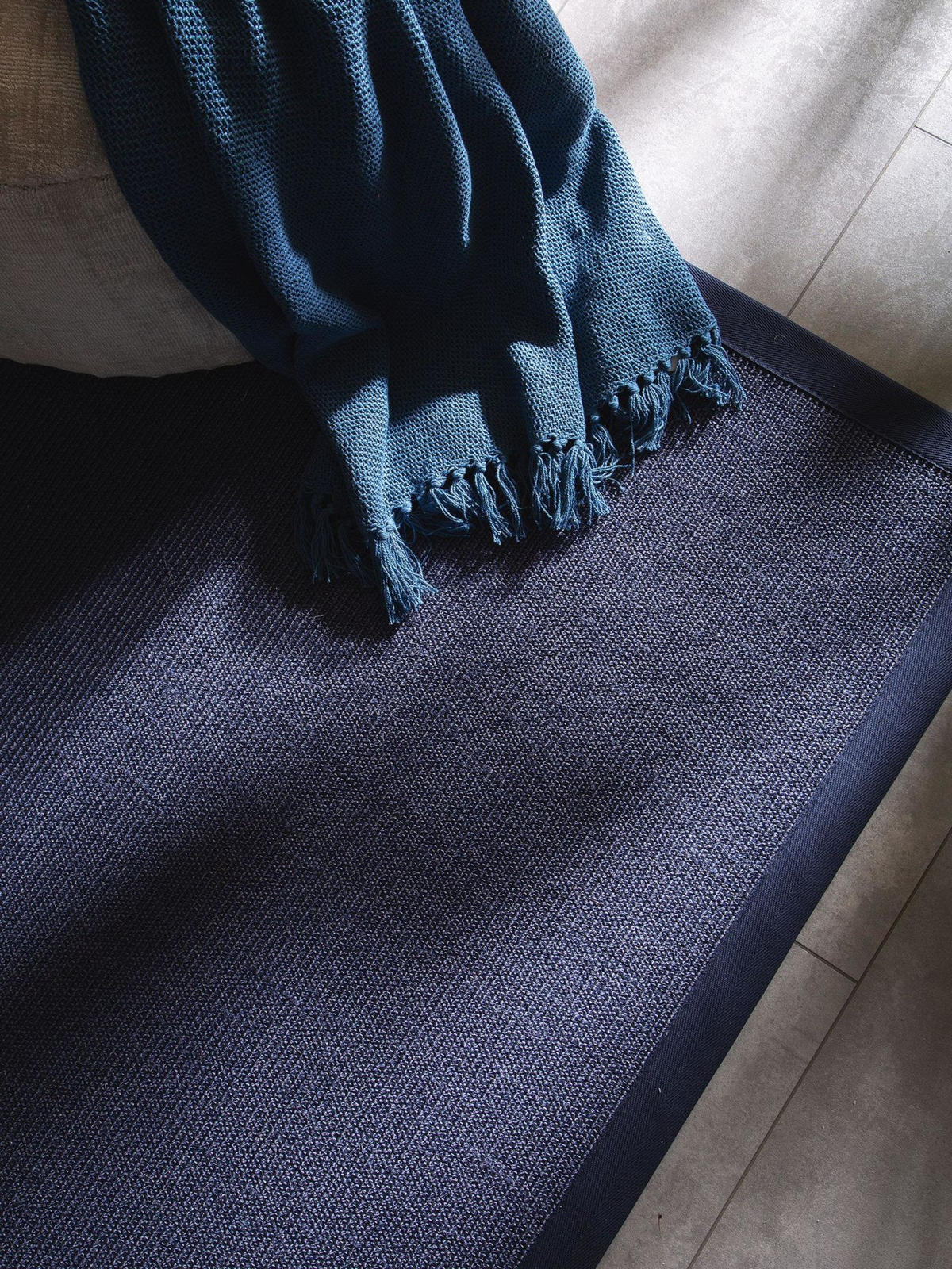 SISALTEPPICH Sana Blau 150x150 cm - Blau, Naturmaterialen/Kunststoff (150/1cm) - KUNSTLOFT