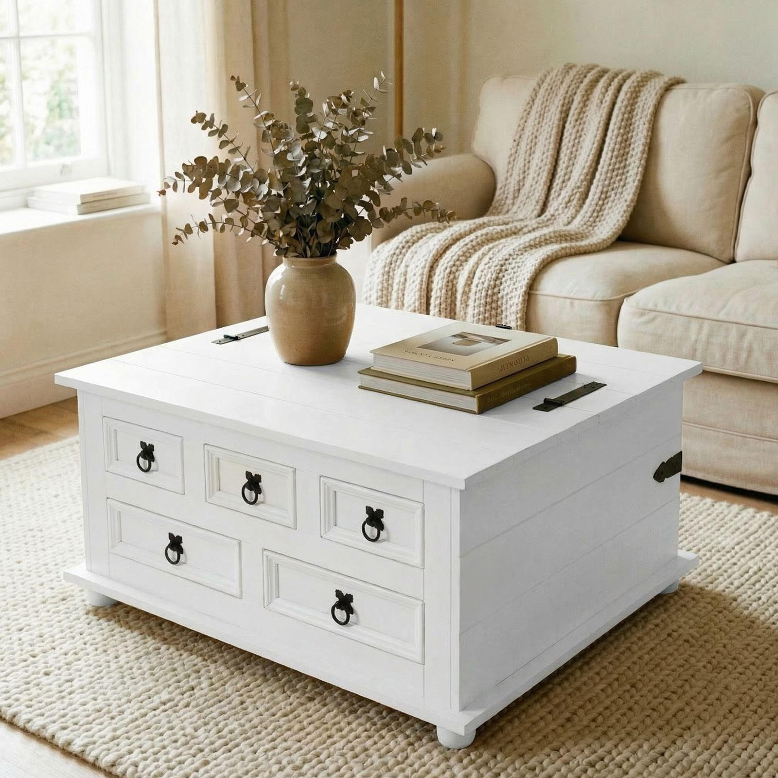 TRUHENTISCH TEQUILA - Weiß, Holz (72/92/44cm) - IDIMEX