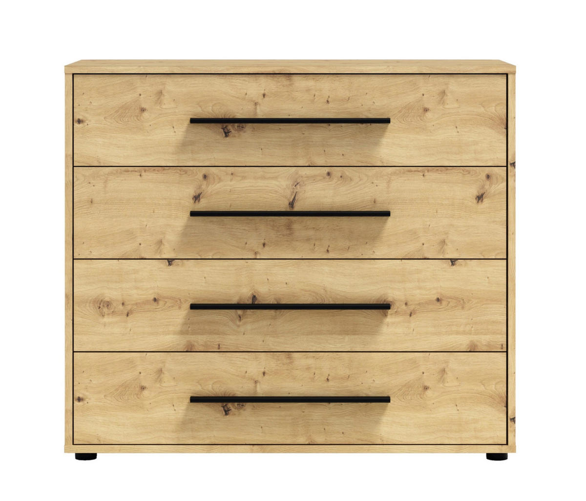 KOMMODE Modena 100 cm in Eiche Artisan mit Schubladen - Schwarz/Eiche Artisan, Holzwerkstoff/Kunststoff (100/87/40cm) - Ravio