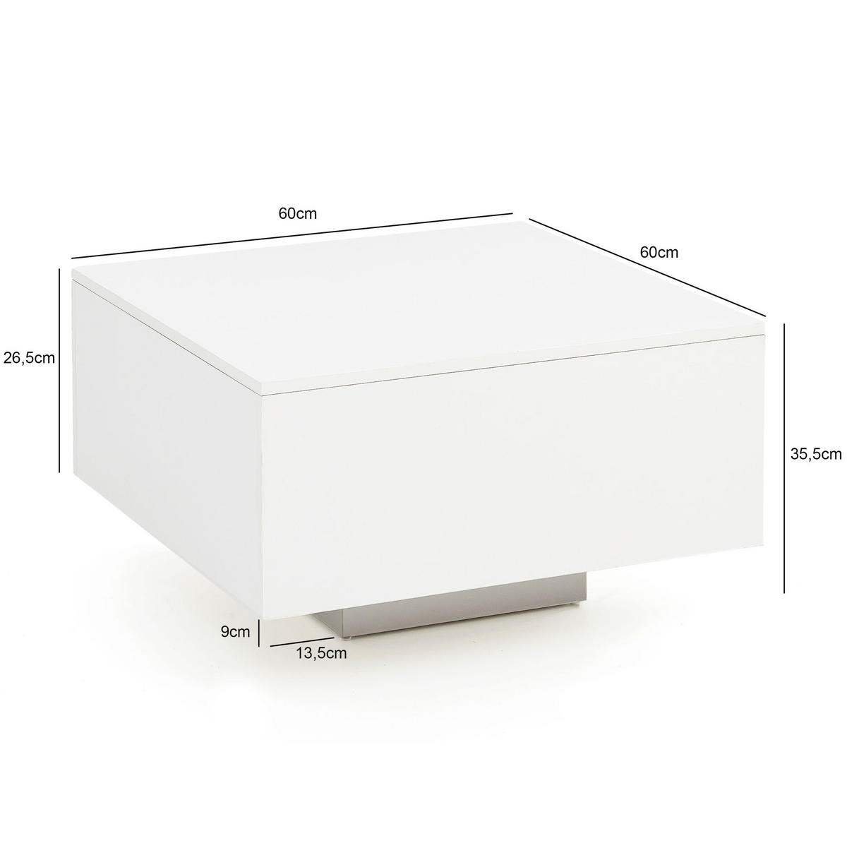 COUCHTISCH LILO Wohnzimmertisch Weiß - Weiß, Holzwerkstoff (60/60/35.5cm) - tinkaro