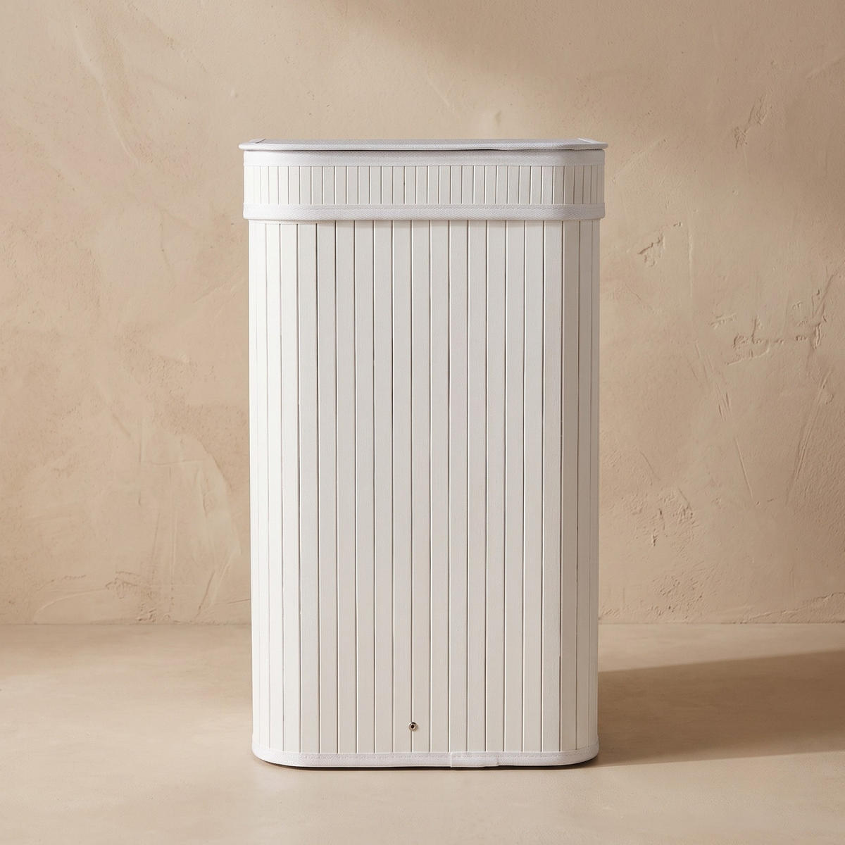 WÄSCHEKORB aus Bambus 100 l 55/35/60 cm - Weiß, Naturmaterialien (35/60/55cm) - NUXIO