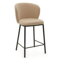 BARHOCKER BARI gepolsterter mit Steppung - beige - Boucle - Beige/Schwarz, Textil/Metall (55/94/57cm) - NEW HOME