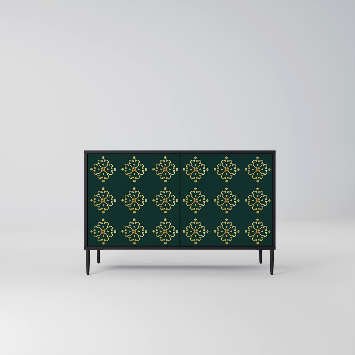 SIDEBOARD ROYAL MEDALLION, Eicheneffekt, 111x42x77,5 cm, 2 Türen - Eichefarben/Buchefarben, Holzwerkstoff/Buchenholz (111/77.5/42cm) - SpaceRebels