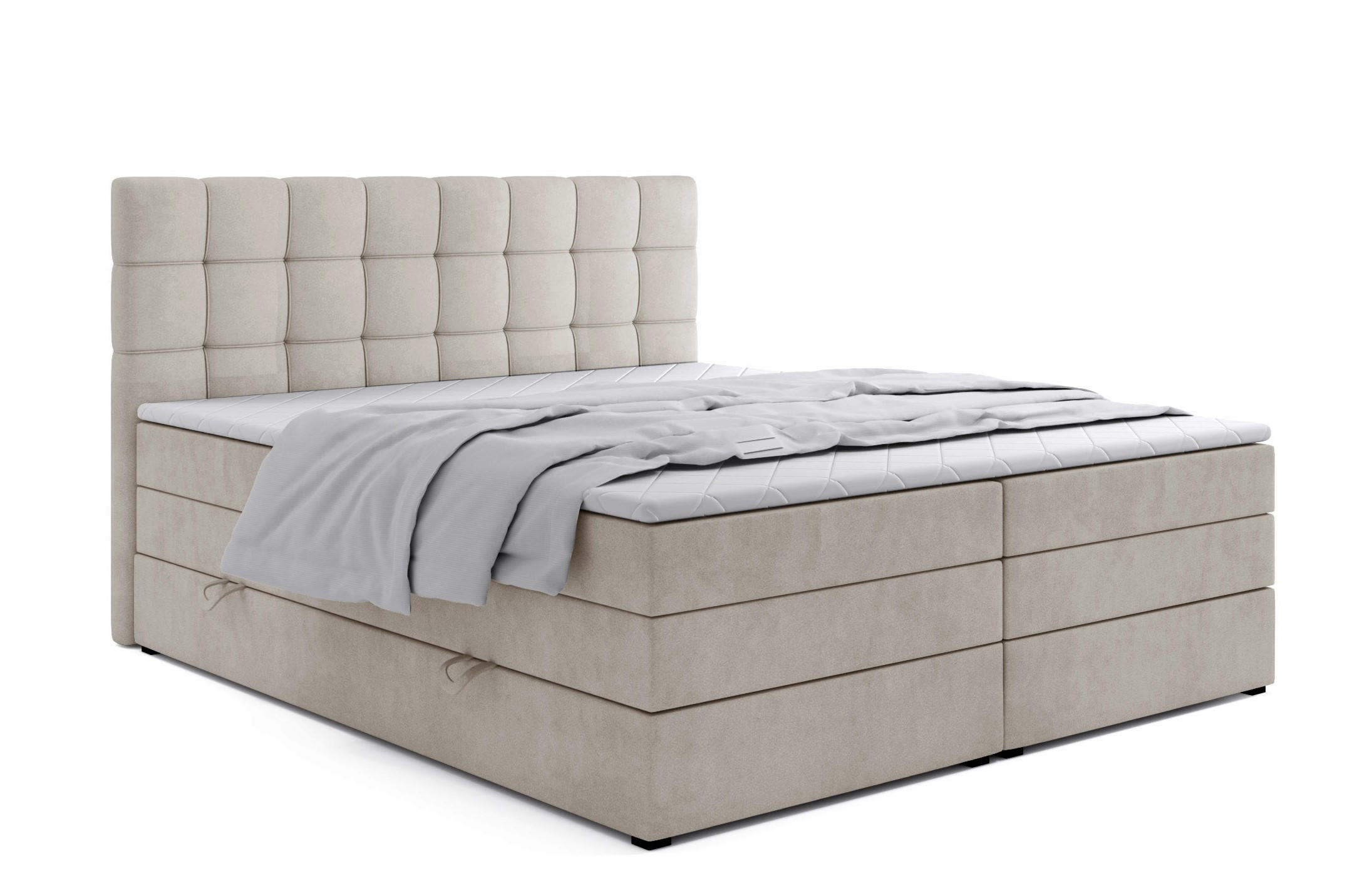 BOXSPRINGBETT Igella King Beige 120x200 cm mit Matrazen H3 & Topper - Beige, Holz (120/200cm) - Labett