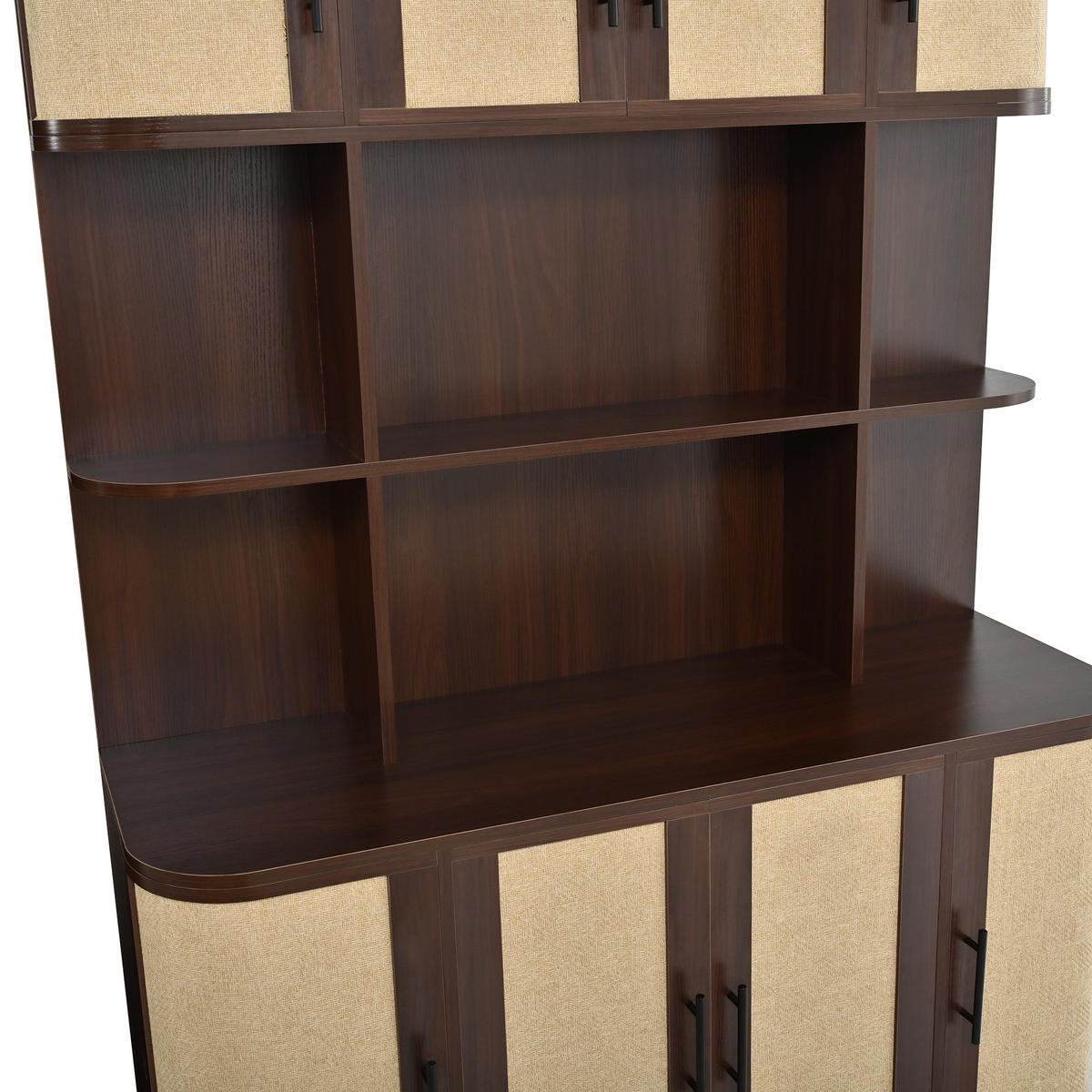 HOCHSCHRANK mit Rattanfront, 8 Türen, modern - Walnussfarben, Holzwerkstoff (120/180/20cm) - FLIEKS