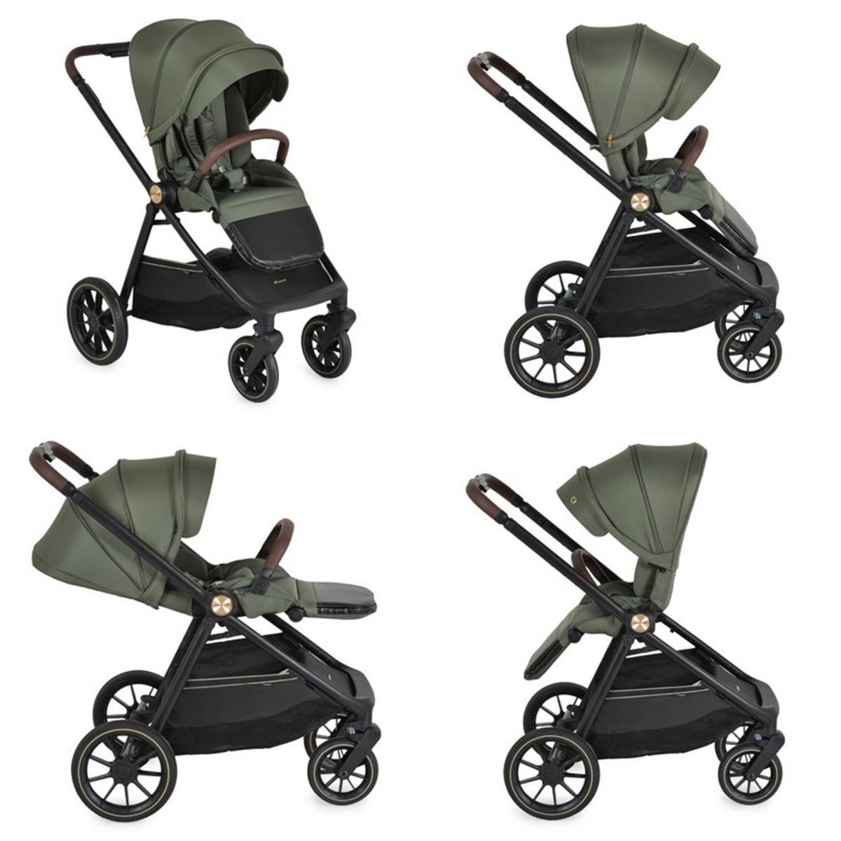 KOMBIKINDERWAGEN 2 in 1 Celebrity grün Stoßdämpfer PU-Rollen Wickeltasche - Grün, Metall (96/60/100cm) - Cangaroo