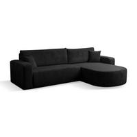 ECKSOFA mit Schlaffunktion Tokio, Schwraz Cordstoff - Schwarz, Textil (275/170cm)