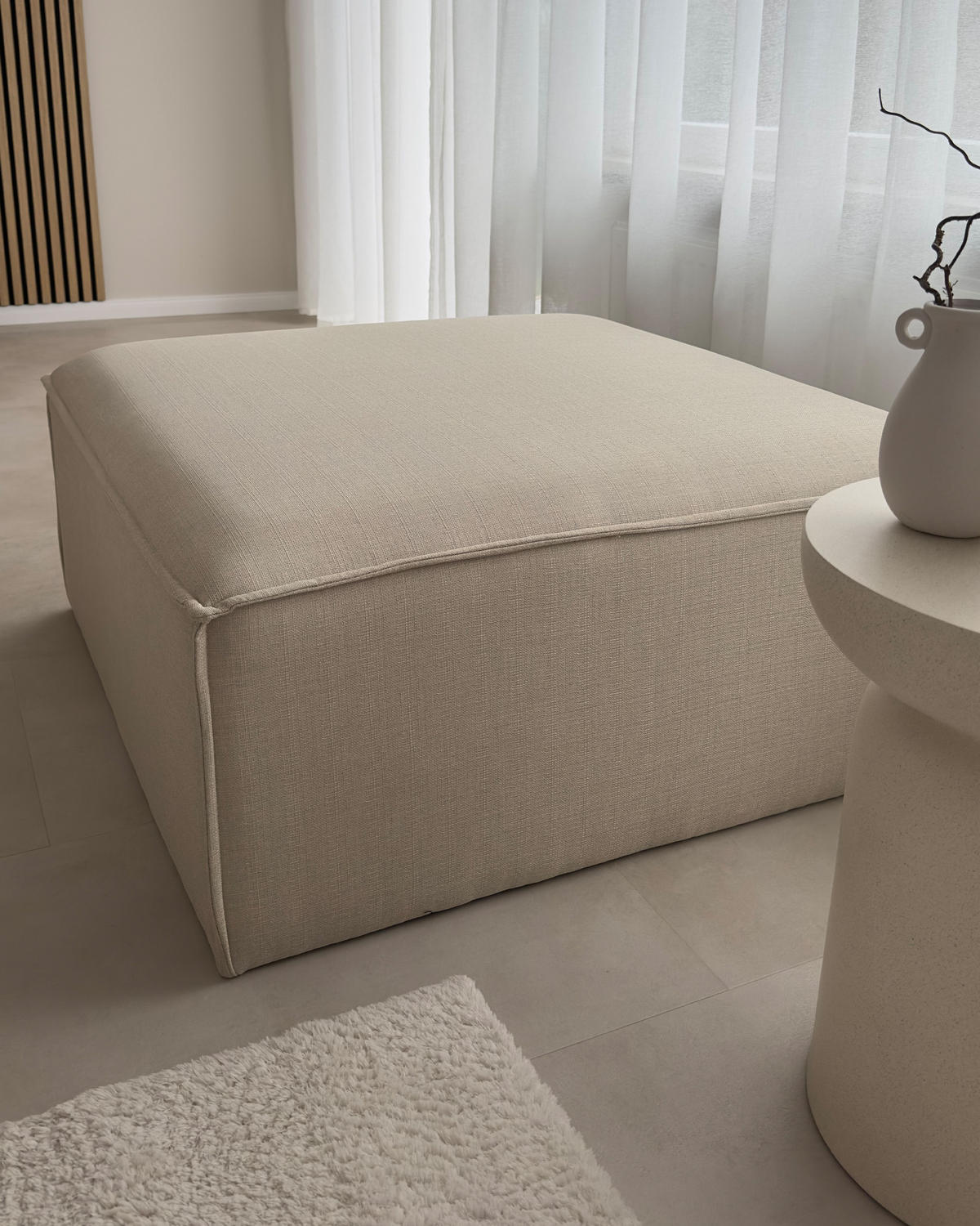 OTOMAN Látka Béžový Ardal - béžová, textil (86/45/86cm) - Beliani