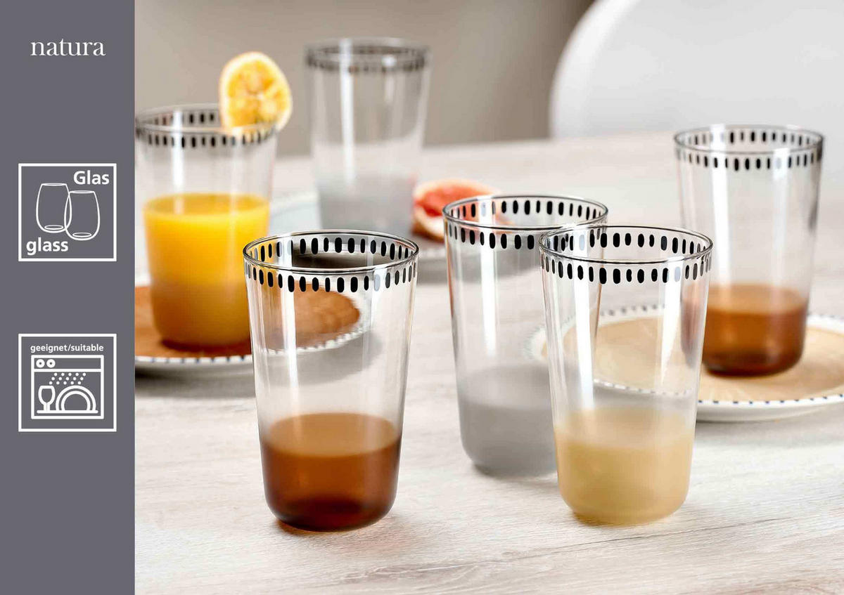 TRINKGLÄSER Natura Braun 400 ml 6er Set - Braun, Glas (0.4L) - Ritzenhoff Breker