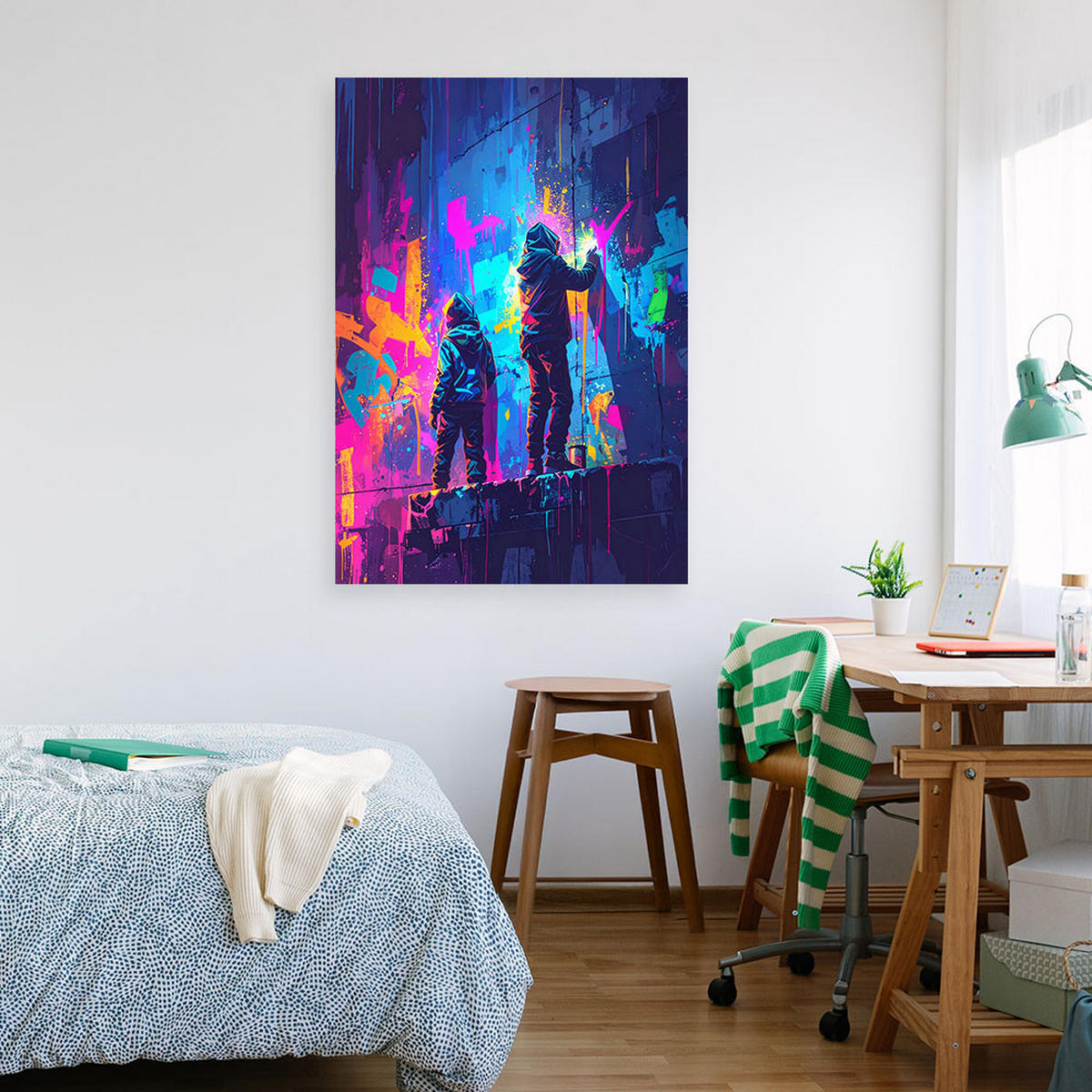 LEINWANDBILD Graffiti Street Art Abstrakt 60x90cm - Multicolor, Textil (60/90cm) - Feeby