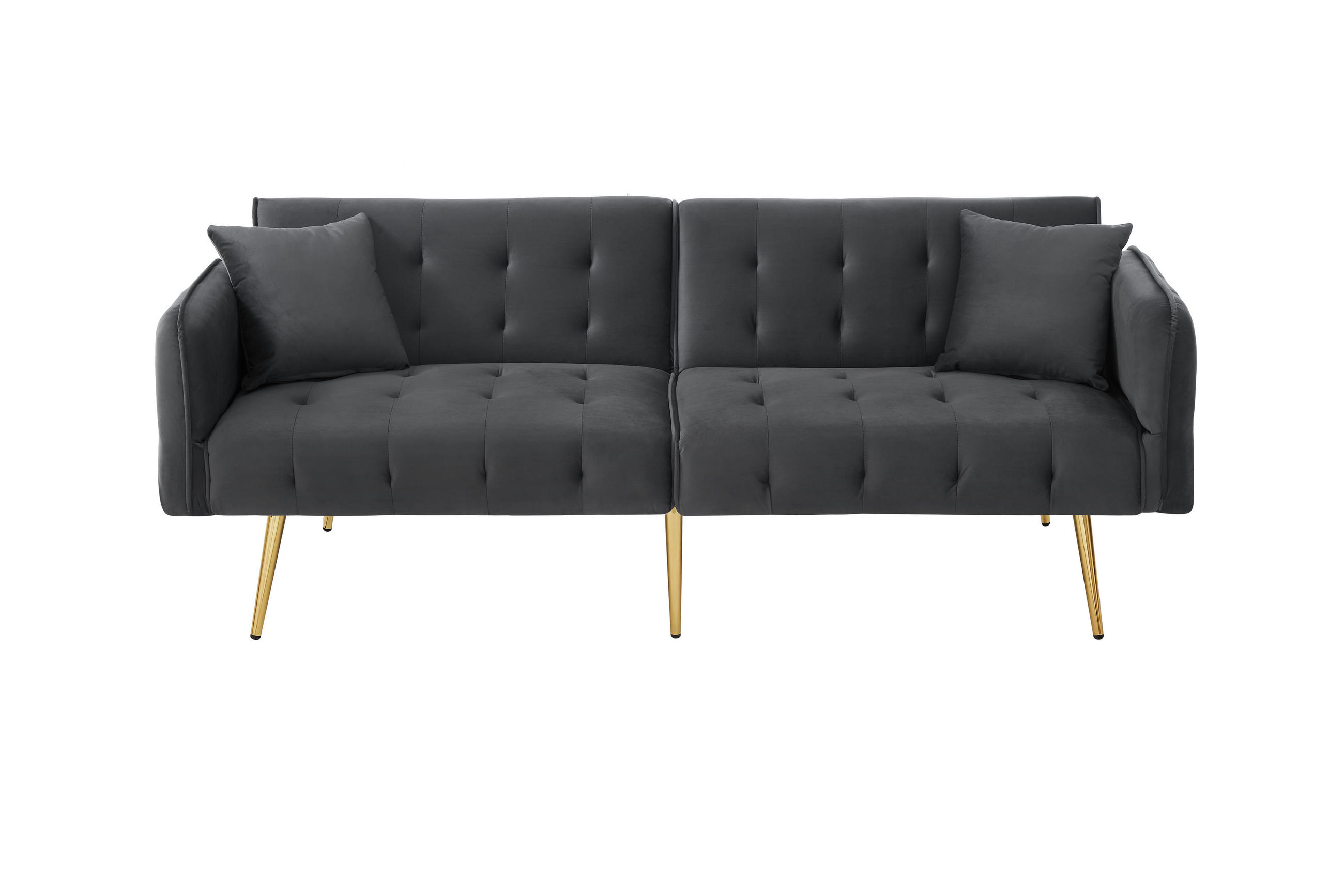 SOFABETT Zweisitzer Samt 2-in-1 mit verstellbarer Rückenlehne Antikgrau 178/82/70 cm - Grau, Textil (82/70/178cm) - Redom