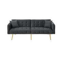 SOFABETT Zweisitzer Samt 2-in-1 mit verstellbarer Rückenlehne Antikgrau 178/82/70 cm - Grau, Textil (82/70/178cm) - Redom