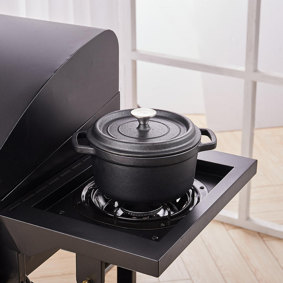 MINI-SCHMORTOPF mit Deckel aus Gusseisen in Schwarz 14 x 14 x 6,7 cm 2 kg - Schwarz, Metall (14/14/6.7cm) - Livingandhome