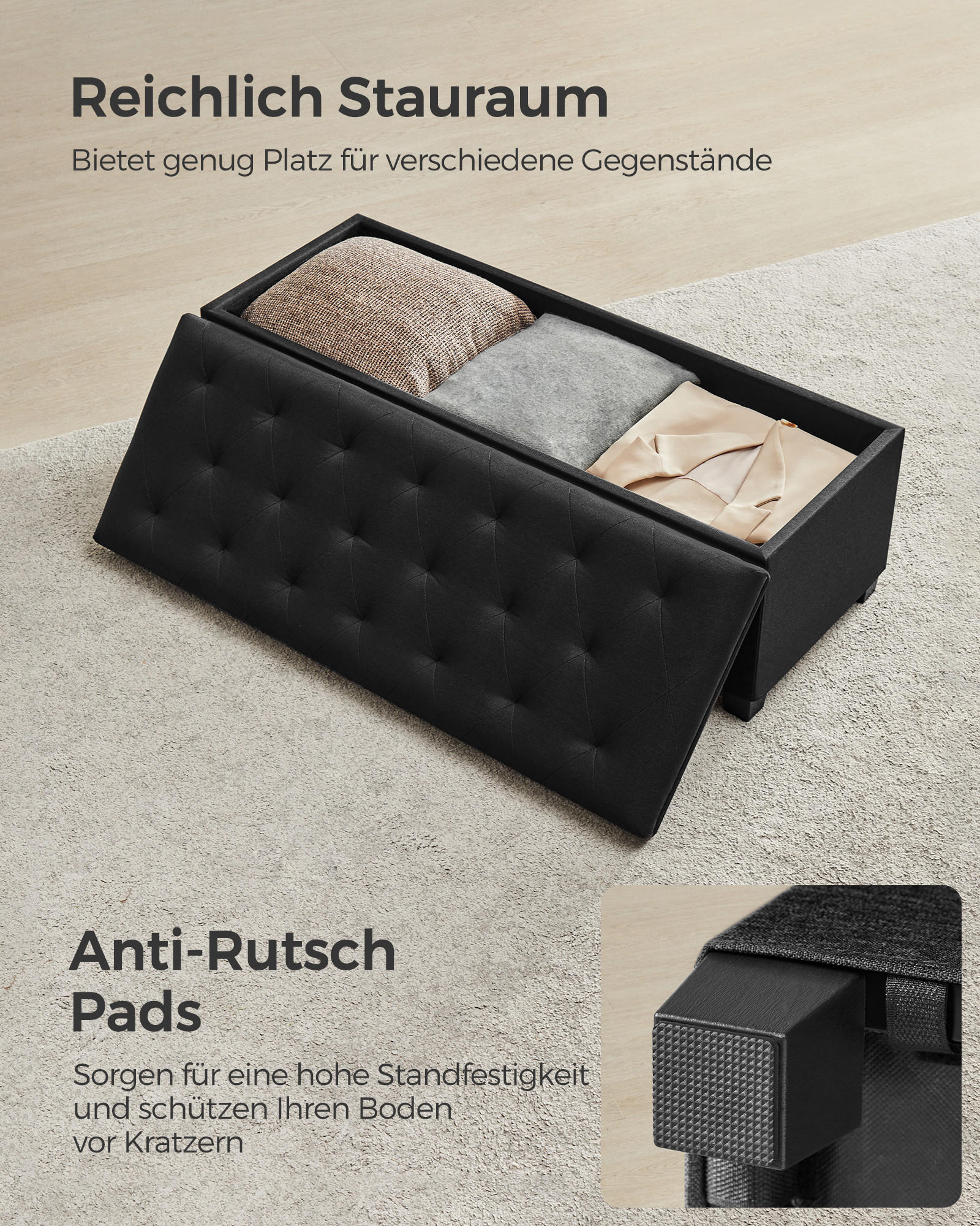SITZHOCKER Magenta - Schwarz, Holzwerkstoff (110/40/40cm) - SONGMICS