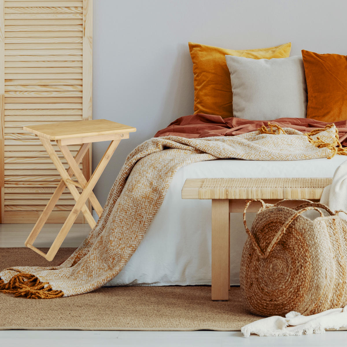 BEISTELLTISCH - Hellbraun, Holz (31/40/52cm) - Relaxdays