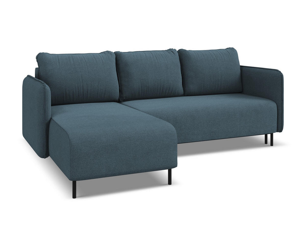 ECKSOFA mit Schlaffunktion Strukturstoff Stoff Blau - Blau/Blaugrau, Holz/Textil (162/236cm) - Makamii